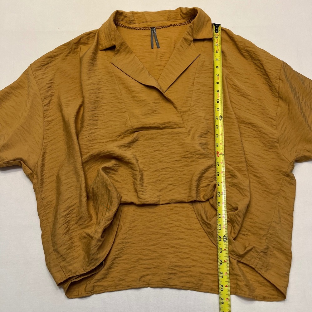 Anthropologie The Dylon Placket Top Mustard Brown V-Neck Textured Blouse Size XL - Picture 4 of 8